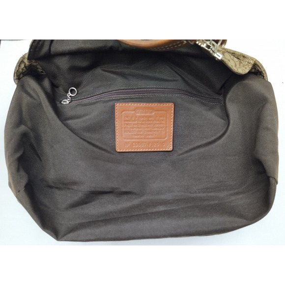 Coach Signature Brown Canvas Leather Trim Double Handle Zipper Tote Bag - Picture 11 of 16